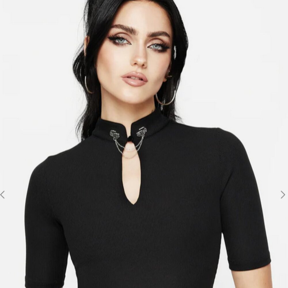 NEW Disturbia Chiromancy Choker Collar Top, Size 6, Black, Goth Vbes